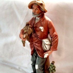 Homco Man Carrying Wood ~ 10" Tall Bisque Porcelain Figurine ~ No. 8884 ~ Japan